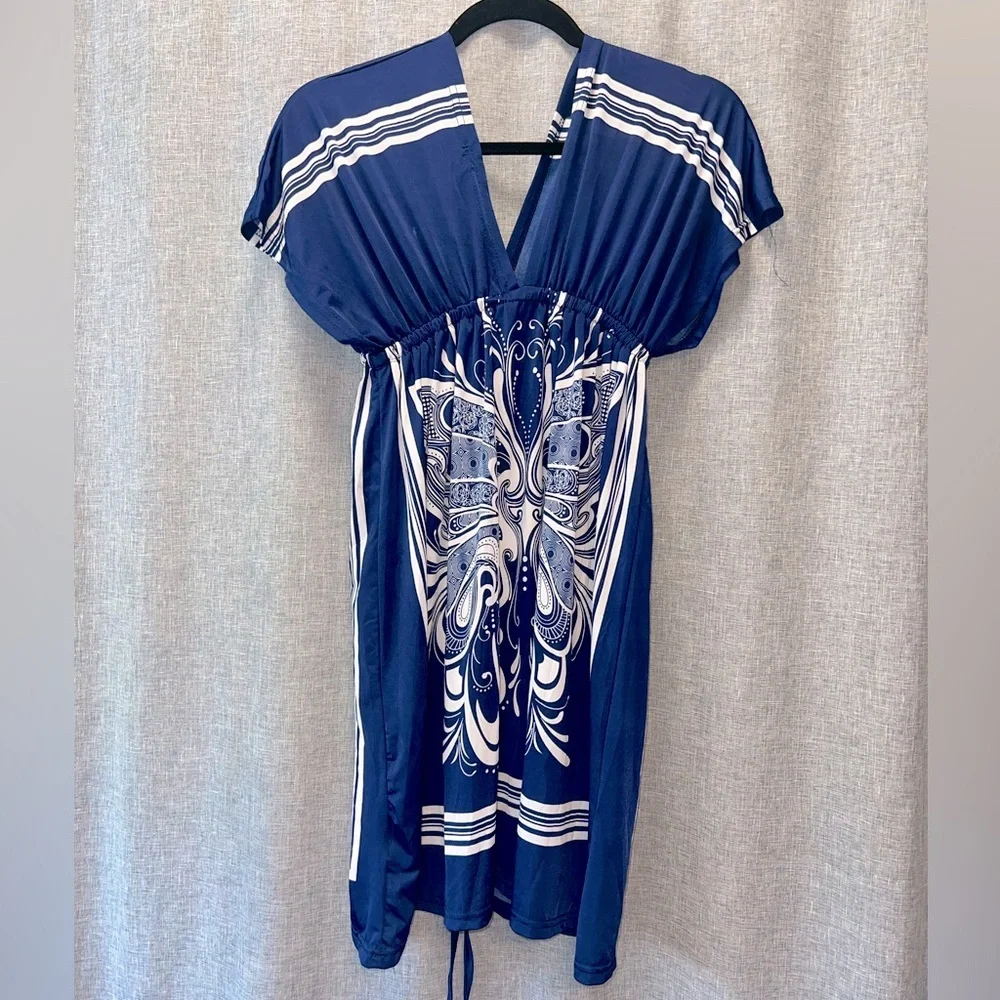 CristinaLove Navy & White Printed Dress | Size M
